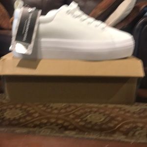 Platform white leather sneakers